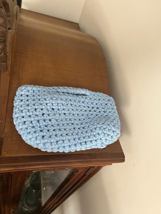 Bolso crochet azul hecho a mano