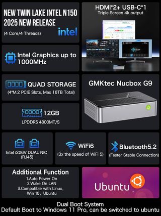 Mini PC GMKtec NucBox G9 Intel N150 12GB RAM