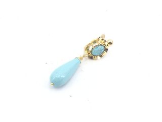 pendientes oro 18k con piedra con turquesa