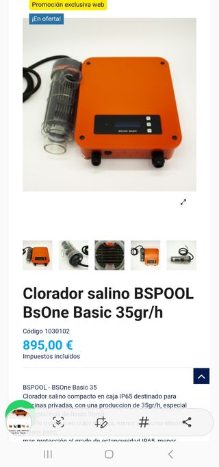 Clorador salino BSØNE usado un mes