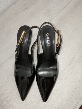 Sandalias negras tacón Slingback talla 37