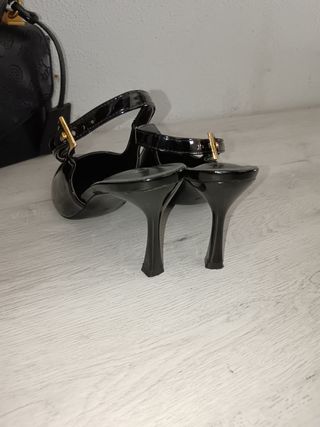 Sandalias negras tacón Slingback talla 37