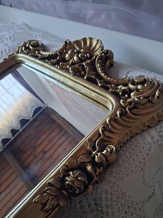 Espejo antiguo marco tallado madera dorado