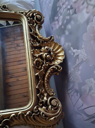 Espejo antiguo marco tallado madera dorado