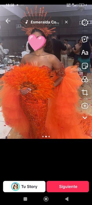 Vestido de segundo de  Novia Naranja 