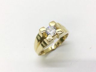 sello oro 18k con piedra con circonita