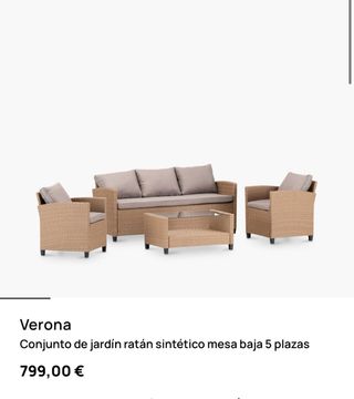Conjunto jardín ratán sintético mesa baja 5 plazas