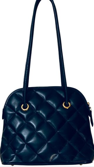 Bolso tipo bowling vintage de piel Azul Marino