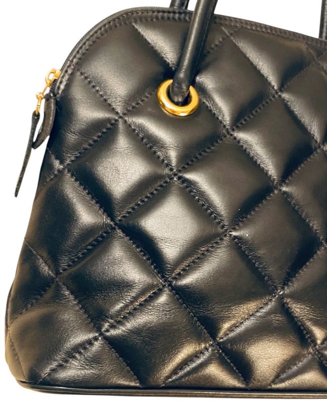 Bolso tipo bowling vintage de piel Azul Marino