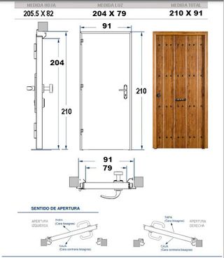 PUERTA EXTERIOR METÁLICA RUSTICA ROBLE CLAVOS
