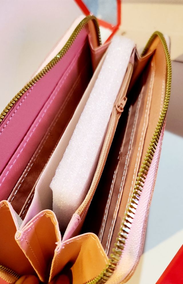 Portafoglio donna glitter rosa e oro