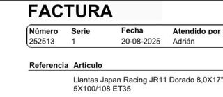 4 Llantas JR11 17 5x100 y 5x108 (sin neumaticos)