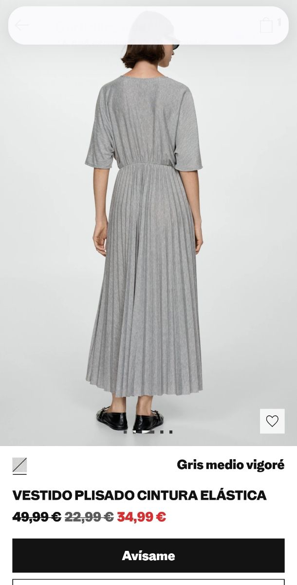 Vestido gris Mango talla L