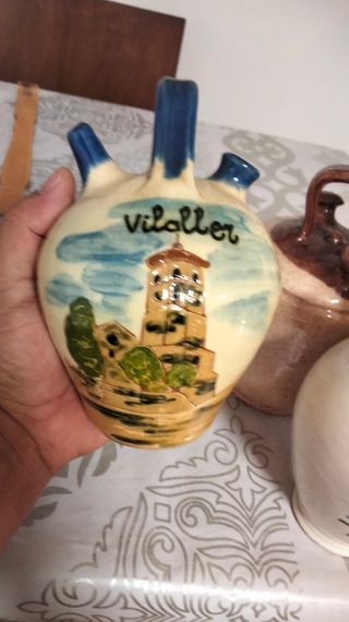 Lote de 4 botijos pequeños decorados.