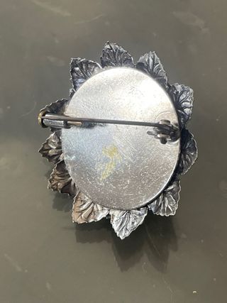 Spilla vintage anni 60 con perla e strass turchesi