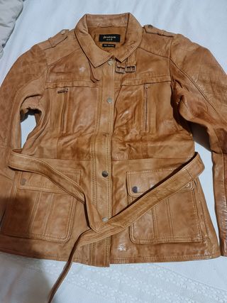 Chaqueta Stradivarius Cuero Marrón Talla L