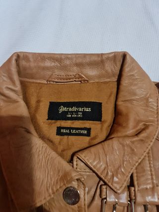 Chaqueta Stradivarius Cuero Marrón Talla L