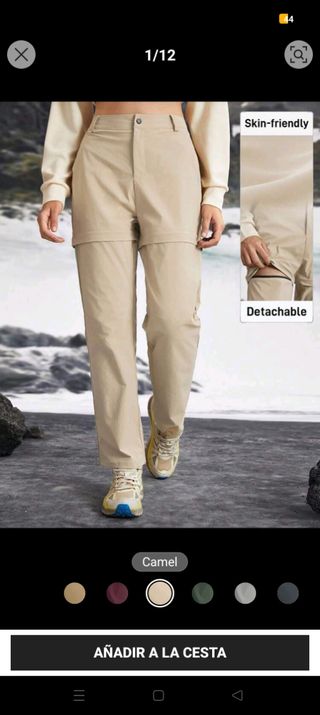 Pantalón senderismo desmontable color camel S