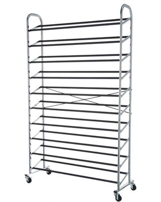 Zapatero gris metalizado para 50 pares