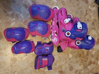 Patines ajustables rosas y azules talla 30-32