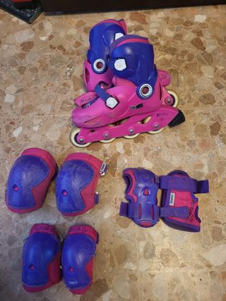 Patines ajustables rosas y azules talla 30-32