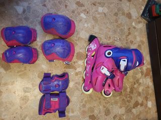 Patines ajustables rosas y azules talla 30-32