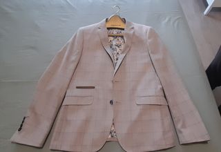 Americana Cortefiel cuadros beige/gris Talla M