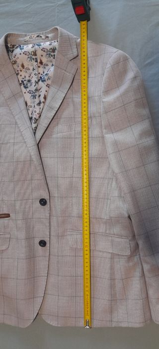 Americana Cortefiel cuadros beige/gris Talla M