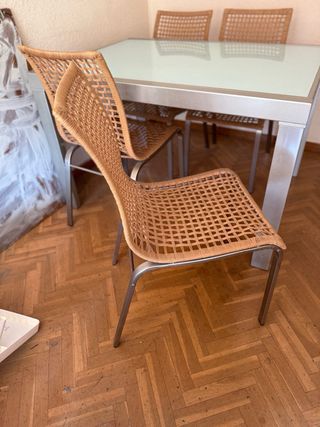 2 Sillas comedor mimbre y metal