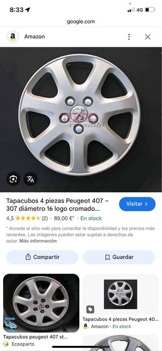  Tapacubos Peugeot 307-406   16” pulgadas 
