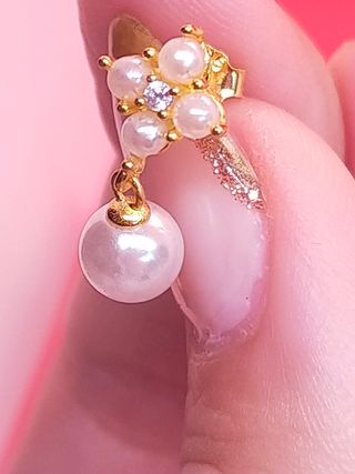 Pendientes Oro 18 kt Laminado Flores Perlas