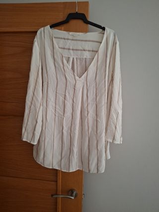 Blusa Springfield Talla 42 Rayas Beige