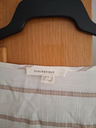 Blusa Springfield Talla 42 Rayas Beige