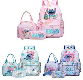 Mochila Stich Rosa Peluche y minnie mouse.