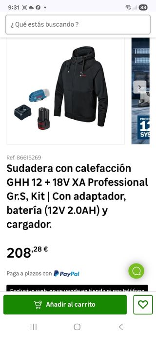 Sudadera Calefactable Bosch GHH 12-18V Talla S