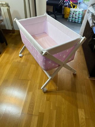Minicuna para bebé de bebé rosa con estrellas