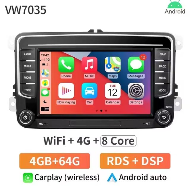 Pantalla Android Auto para volkswagen y skoda