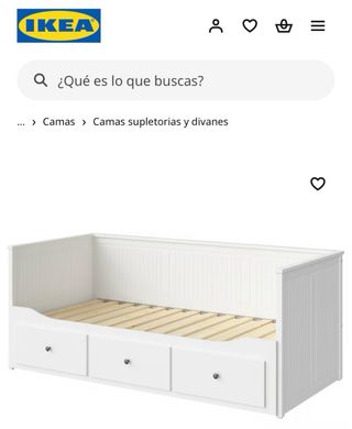 Cama sofá. Estructura diván con 3 cajones, blanco.