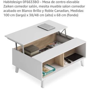 Conjunto salón moderno en color madera y blanco.
