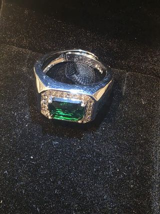 Anillo plata dé ley hombre esmeralda 
