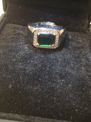 Anillo plata dé ley hombre esmeralda 