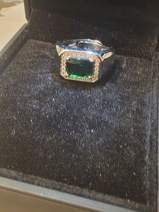 Anillo plata dé ley hombre esmeralda 