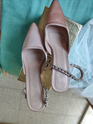 Zapatos Tulipano Talla 37 Rosa y Dorado