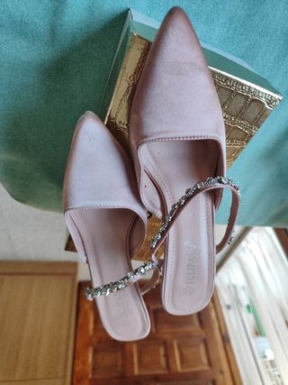 Zapatos Tulipano Talla 37 Rosa y Dorado