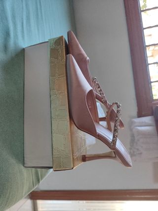 Zapatos Tulipano Talla 37 Rosa y Dorado