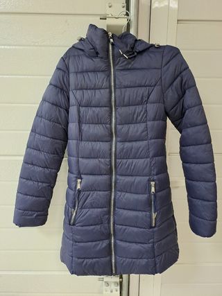 Chaquetón de plumas azul mujer