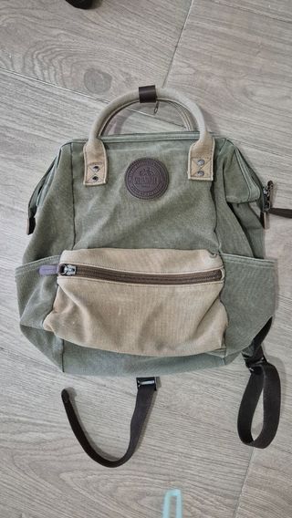 Mochila Serendipia Lona Verde y Beige