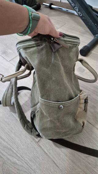 Mochila Serendipia Lona Verde y Beige