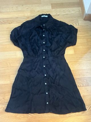 Vestito corto nero con bottoni