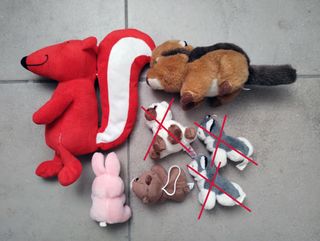 Lotto 4 peluche animali bosco